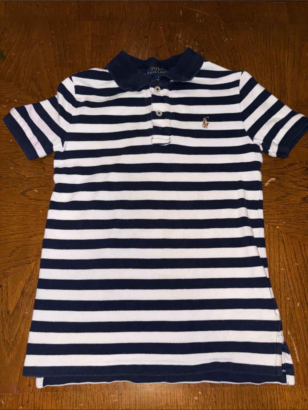 Polo by Ralph Lauren Navy & White Striped Kids Polo Size 7